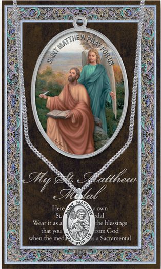 St. Mathew Pewter Medal Pendant with Chain Made in USA