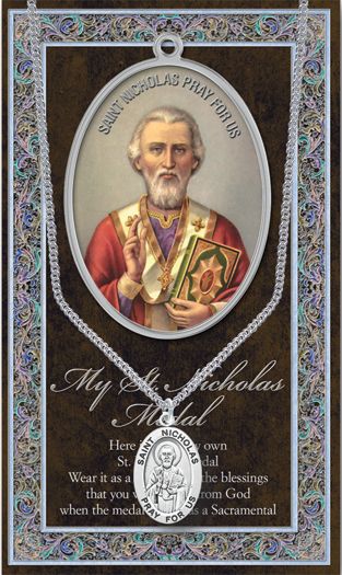 St. Nicholas Pewter Medal Pendant with Chain Made in USA