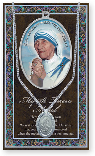 St. Teresa of Calcutta Pewter Medal Pendant with Chain