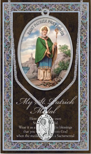 St. Patrick Pewter Medal Pendant with Chain Made in USA