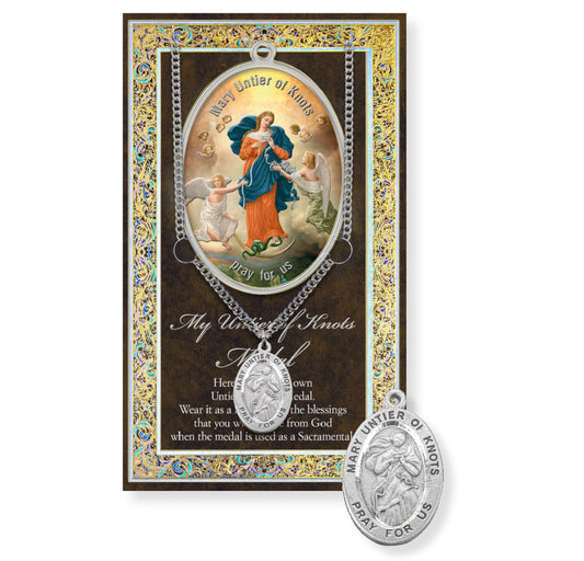 Our Lady Untier of Knots Pewter Medal Pendant with Chain