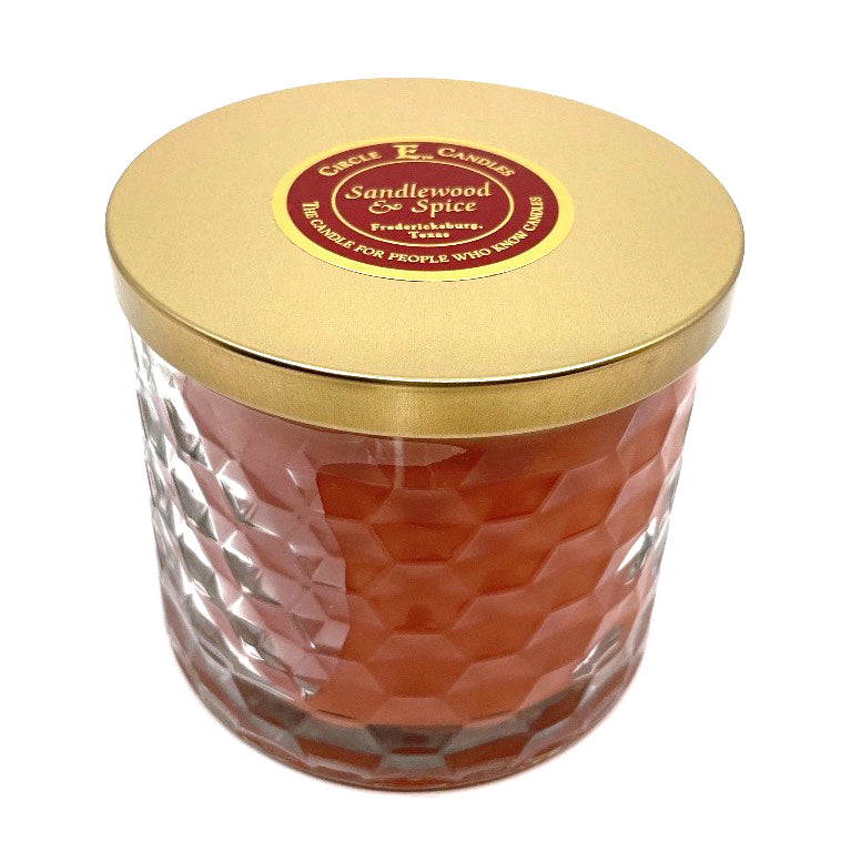 Circle E Candles, Sandlewood and Spice Scent, Medium Size Jar Candle, 17oz, 2 Wicks