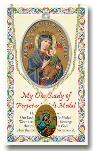 Our Lady of Perpetual Help Epoxied Medal Pendant Necklace