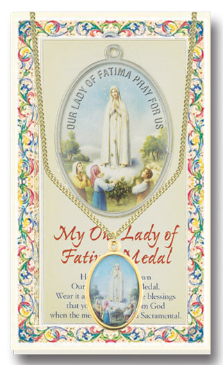 Our Lady of Fatima Epoxied Medal Pendant Necklace 18 Inch
