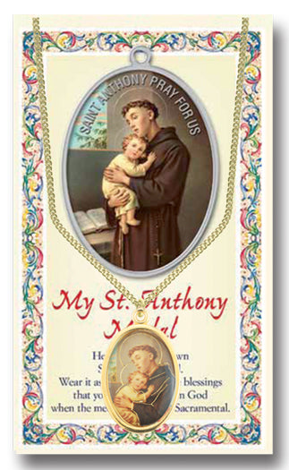 Saint Anthony Epoxied Patron Saint Medal Pendant Necklace