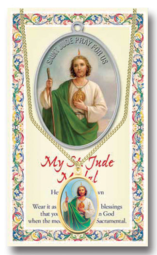 Saint Jude Epoxied Patron Saint Medal Pendant Necklace 18" Chain