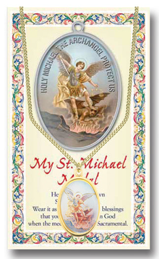 Saint Michael Epoxied Patron Saint Medal Pendant Necklace