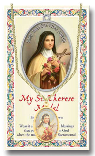 Saint Therese Epoxied Patron Saint Medal Pendant Necklace