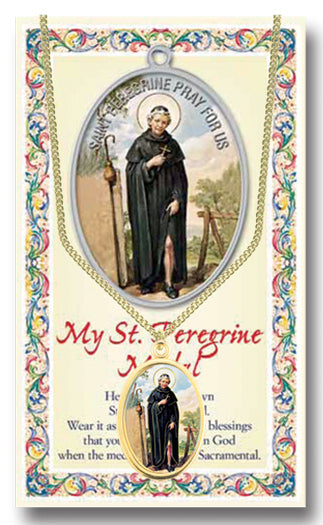 Saint Peregrine Epoxied Patron Saint Medal Necklace 18 Inch