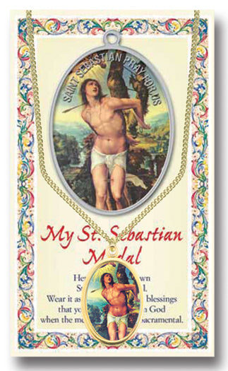 Saint Sebastian Epoxied Patron Saint Medal Pendant Necklace
