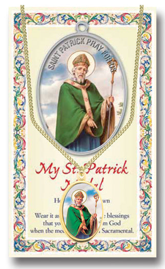 Saint Patrick Epoxied Patron Saint Medal Pendant Necklace