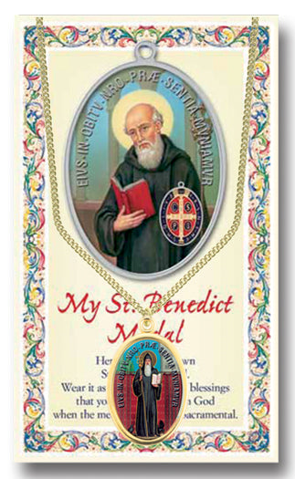 Saint Benedict Epoxied Patron Saint Medal Pendant Necklace