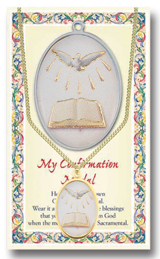 Confirmation Epoxied Medal Pendant Necklace with 18 Inch Chain