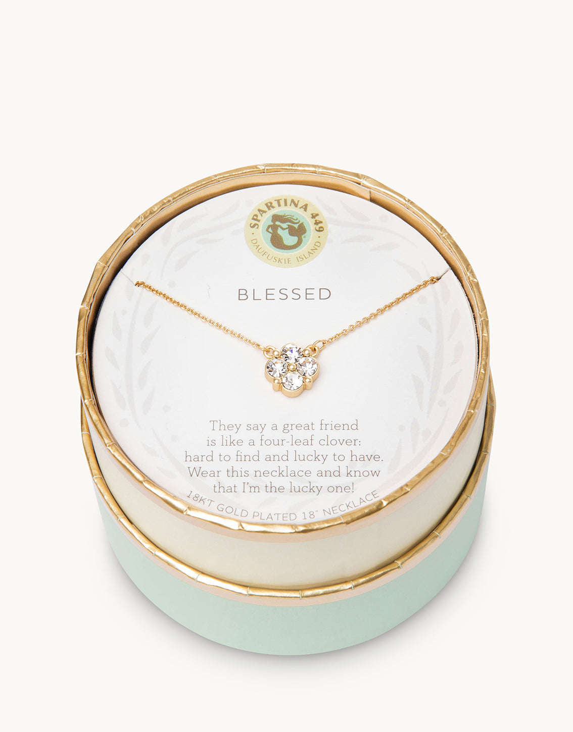 Spartina Sea La Vie Necklace Blessed Crystal Clover Gift