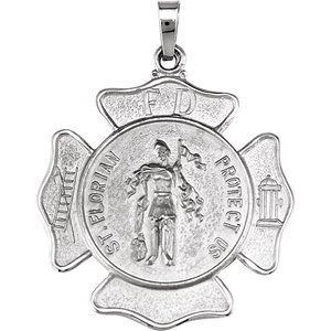 Extel Medium Sterling Silver Mens Religious Catholic St. Florian Patron Saint Medal Pendant Charm