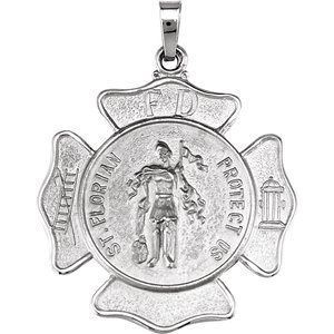 Extel Medium Sterling Silver Mens Catholic St. Florian Medal Charm