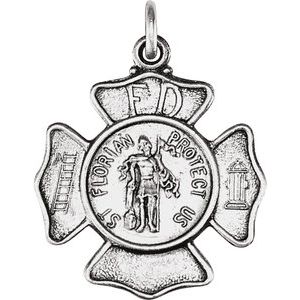 Extel Medium Sterling Silver Mens Catholic St. Florian Medal Pendant