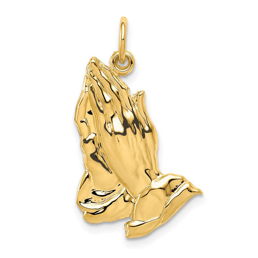 Extel Large 14k Gold Praying Hands Pendant, Made in USA
