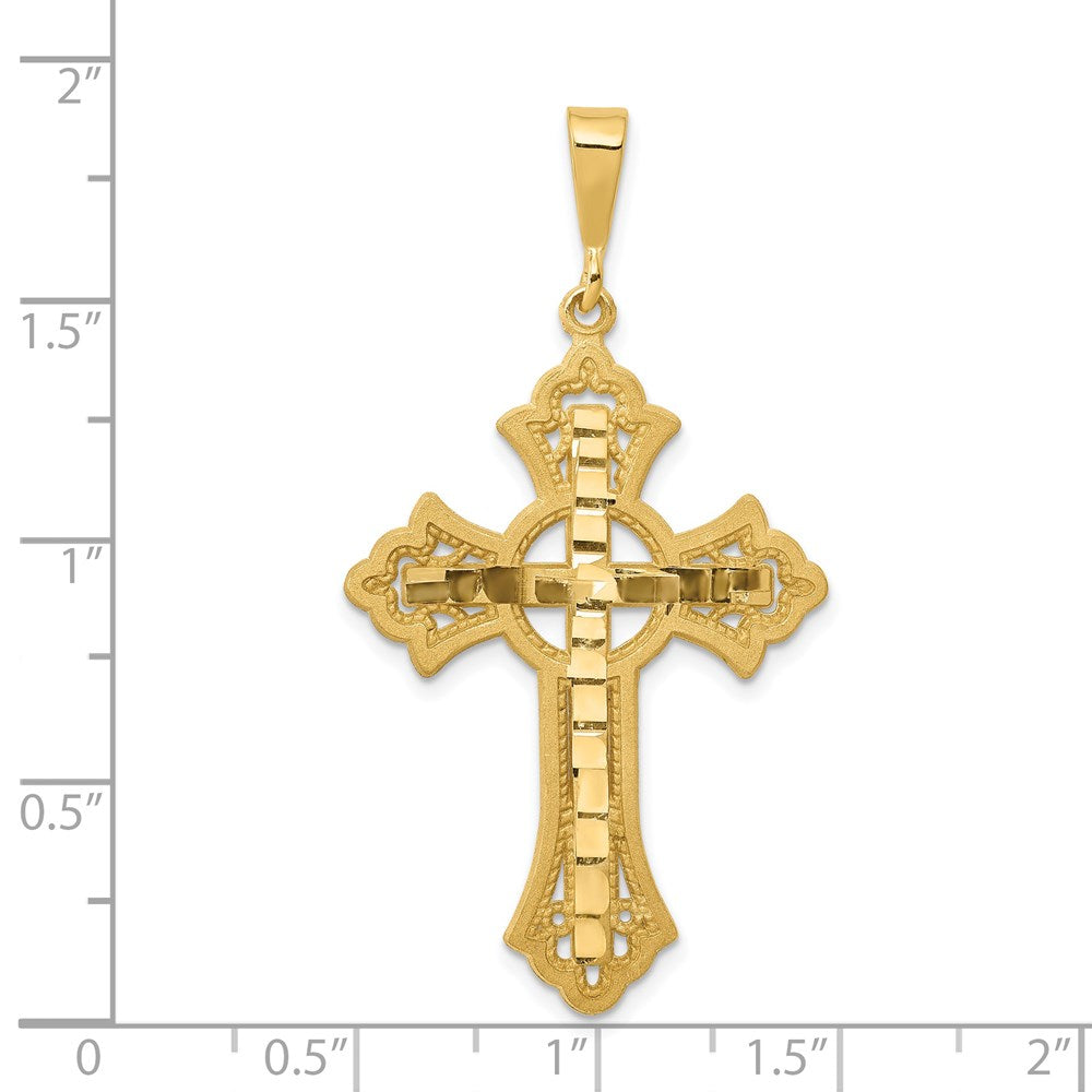 Extel Large 14k Gold Diamond-cut Celtic Cross Pendant Charm, Made in USA