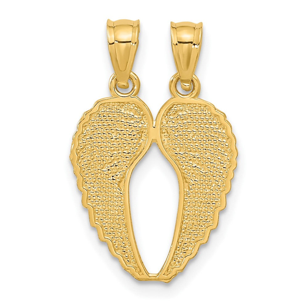Extel Medium 14k Yellow Gold Break Apart Diamond-cut Wings Pendant Charm, Made in USA