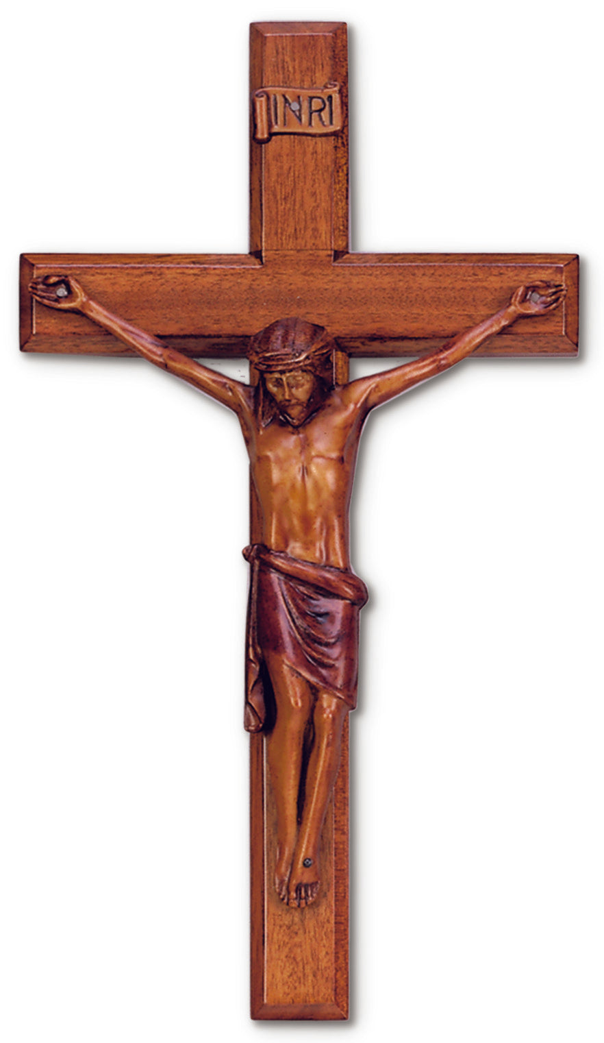 Large Solid Mahogany Wall Crucifix 16 Inch Beautiful Design