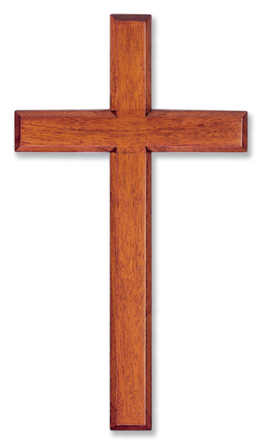 Large Plain Solid Mahogany Cross 12 Inch Wall Decor Piece