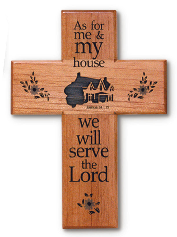 Medium Solid Mahogany As For Me and My House Cross 8 Inch