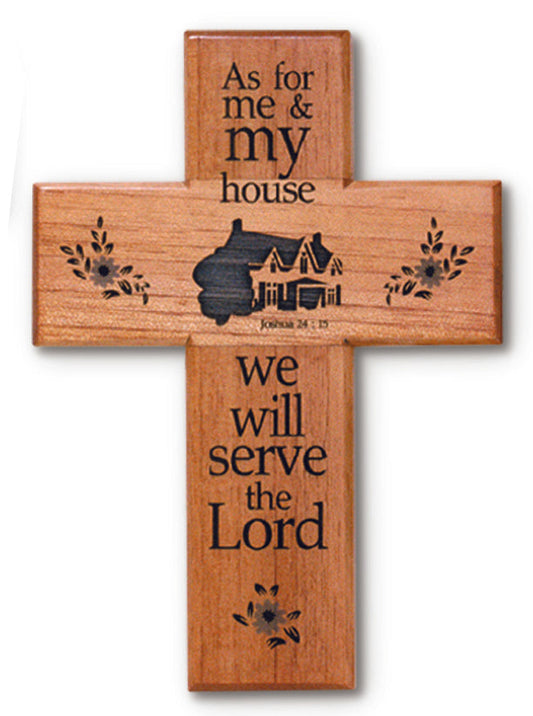 Medium Solid Mahogany As For Me and My House Cross 8 Inch
