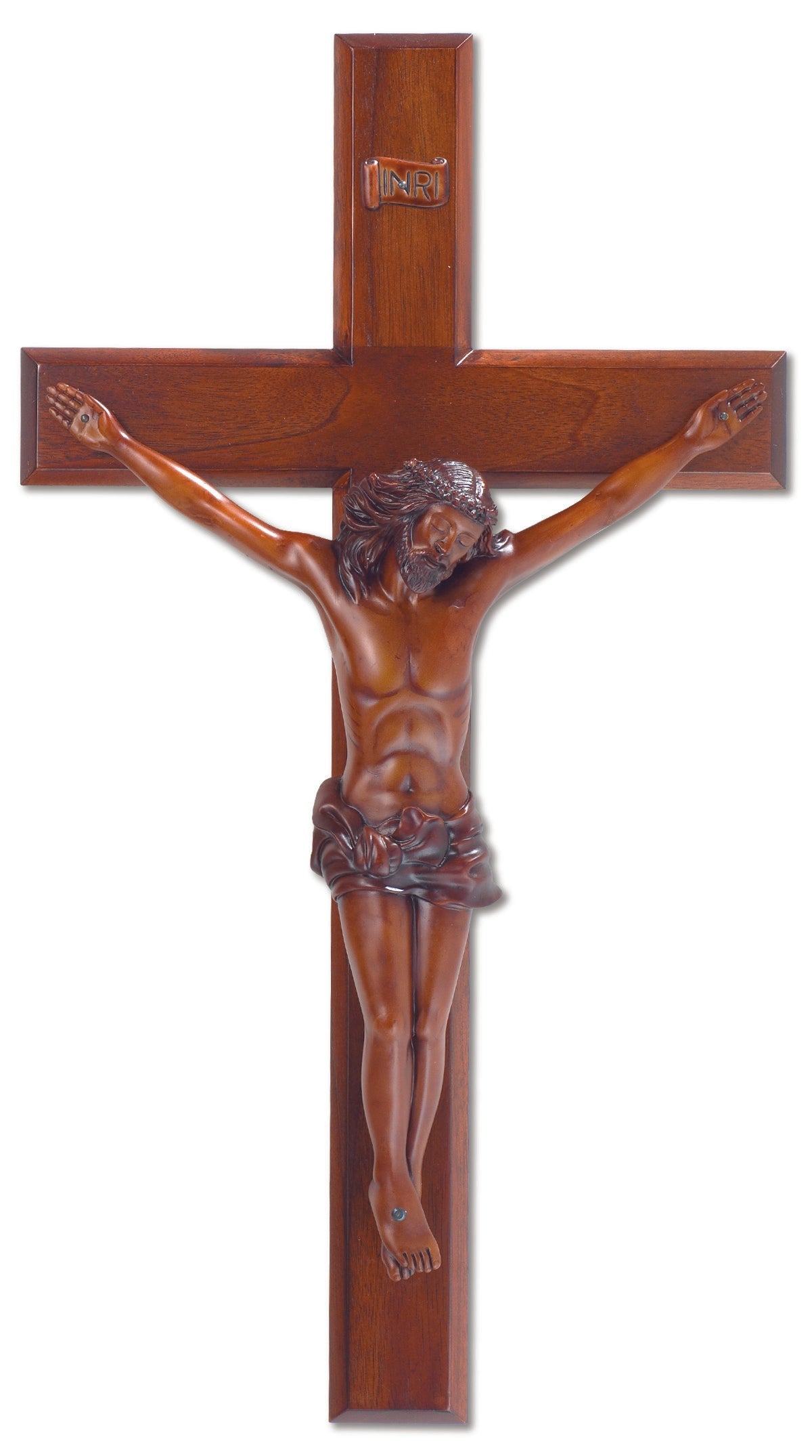Large Solid Mahogany Wall Crucifix 24 Inch Decor Piece