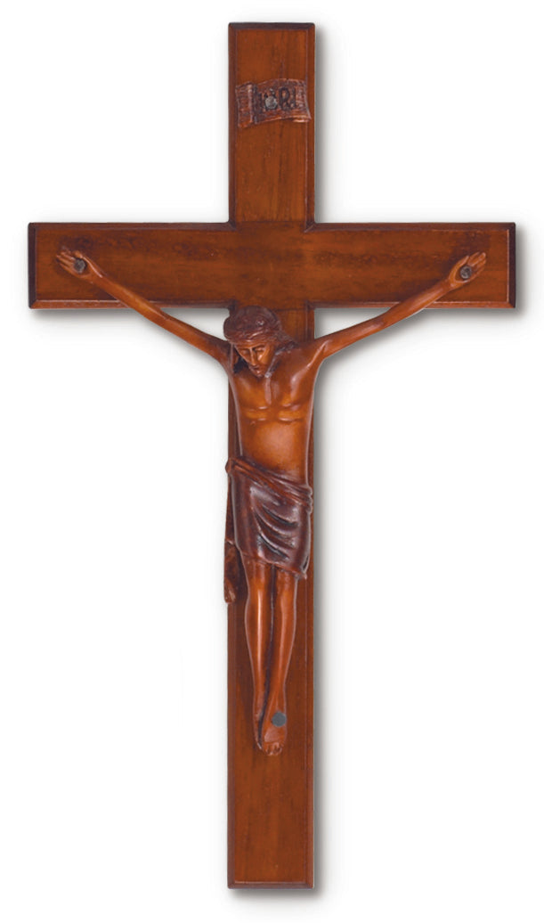 Large Solid Mahogany Wall Crucifix 10 Inch Home Decor Piece