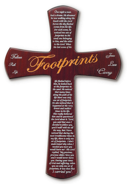Large Solid Mahogany With Spirit Bible Verse Cross 12 Inch