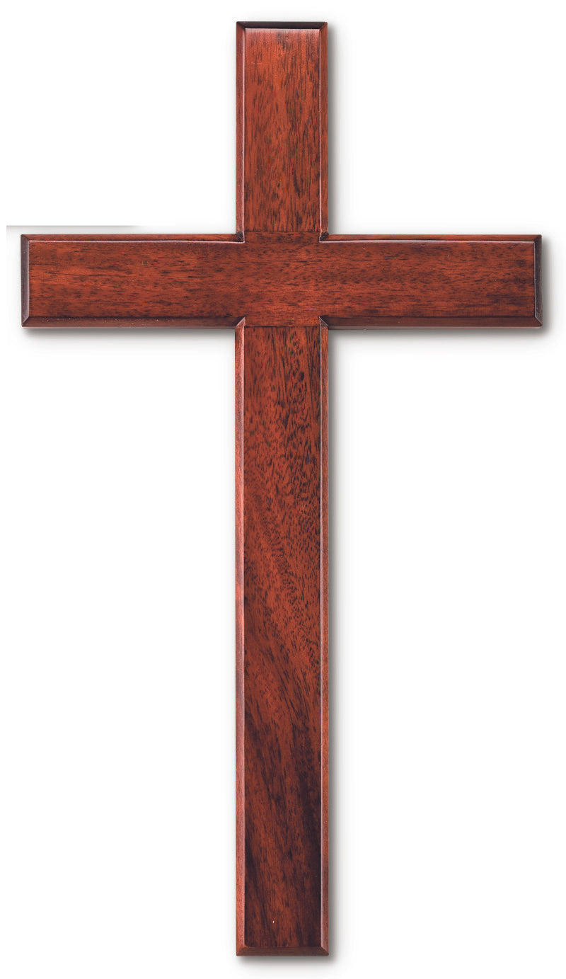 Large Plain Solid Mahogany Cross 24 Inch Wall Decor Piece