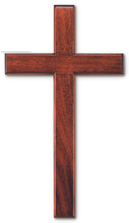 Large Plain Solid Mahogany Cross 24 Inch Wall Decor Piece