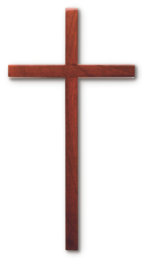 Large Solid Mahogany Wall Cross 10 Inch Slim Design Decor