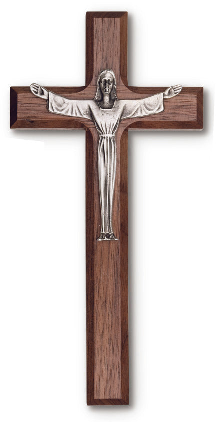 Medium Walnut Risen Wall Crucifix For Home Decor Art