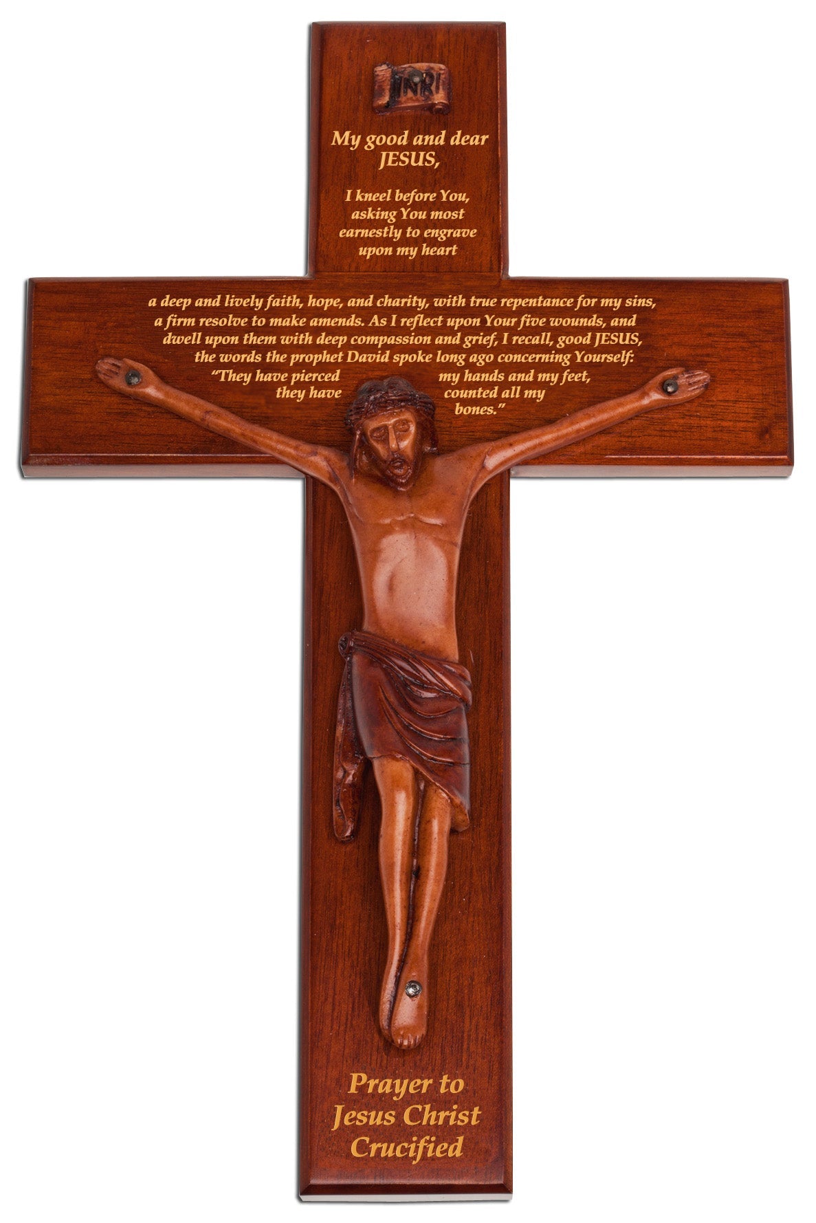 Large Solid Mahogany Prayer to Christ Crucified Crucifix