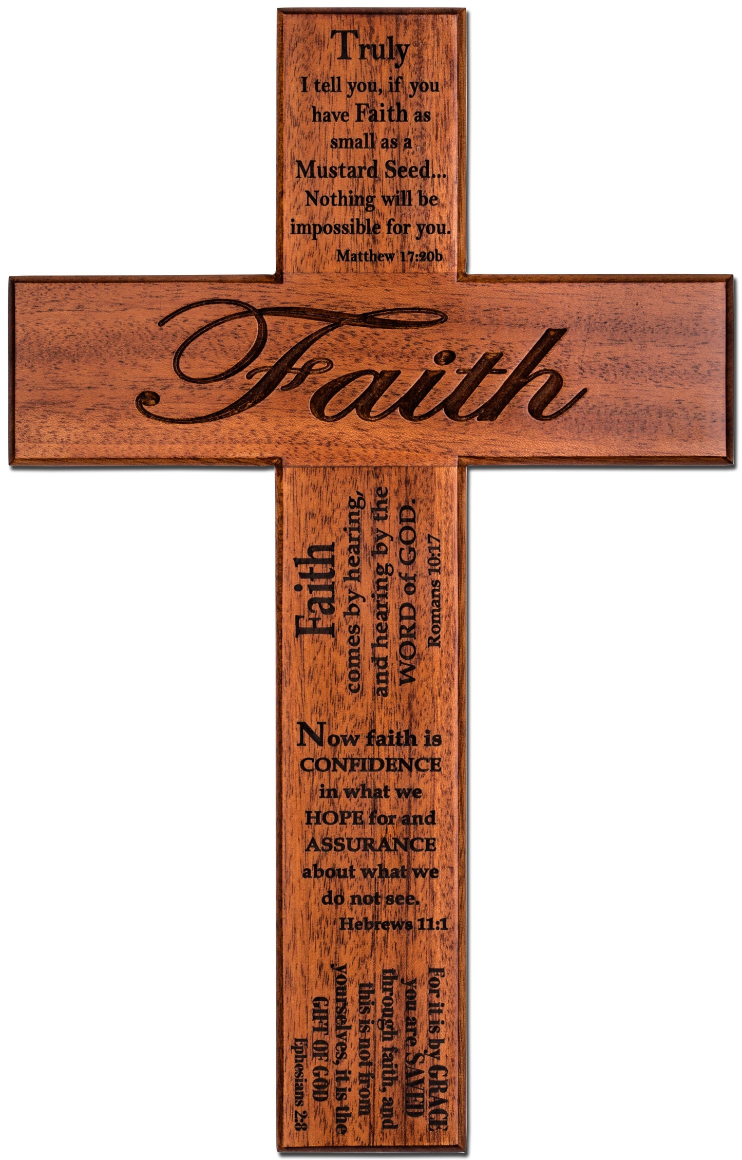 Large Solid Mahogany Be Still Bible Verse Cross 12 Inch