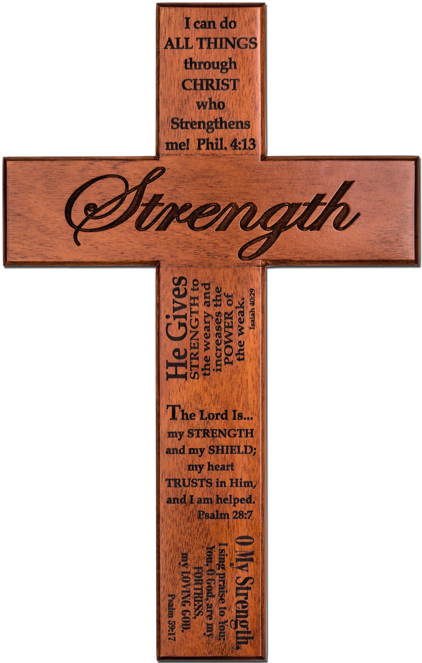 Large Solid Mahogany Faith Bible Verse Cross 12 Inches Decor