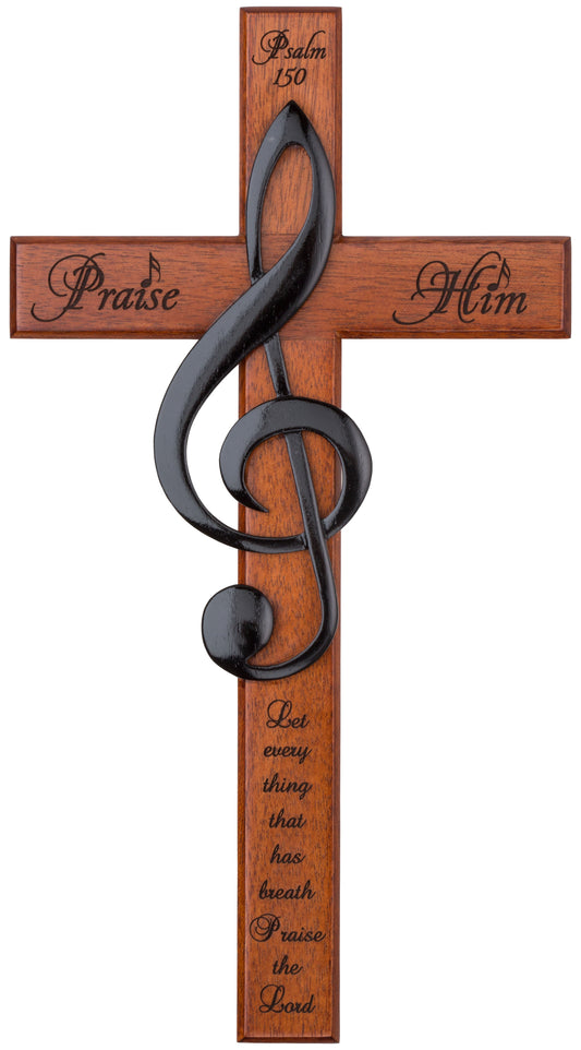 Large Treble clef and laser cut lettering; Psalm 150 - Praise Him, Let every thing that has breath Praise the Lord.