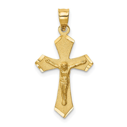 Extel Large 14k Satin & Diamond-cut Passion Crucifix Charm Pendant, Made in USA