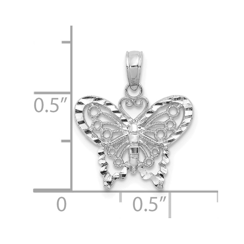 Extel Large 14K White Gold Diamond-cut Butterfly Pendant