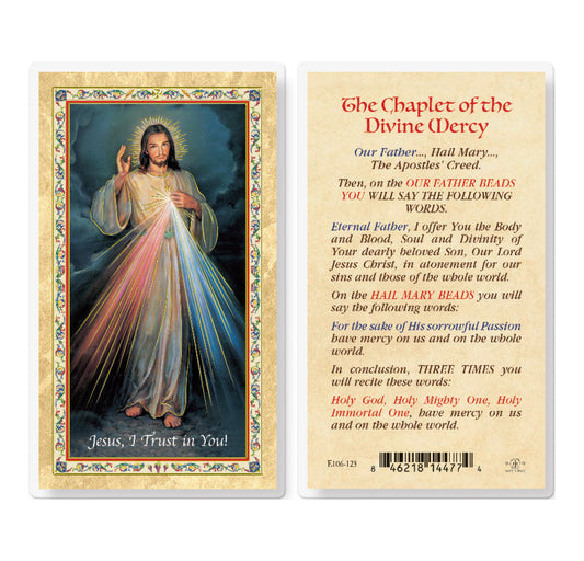 Chaplet of the Divine Mercy Gold-Stamped Laminated Holy Card Pack of 25