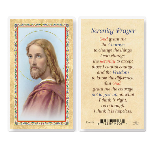 Serenity Prayer - Head of Christ Gold-Stamped Holy Card Pack of 25