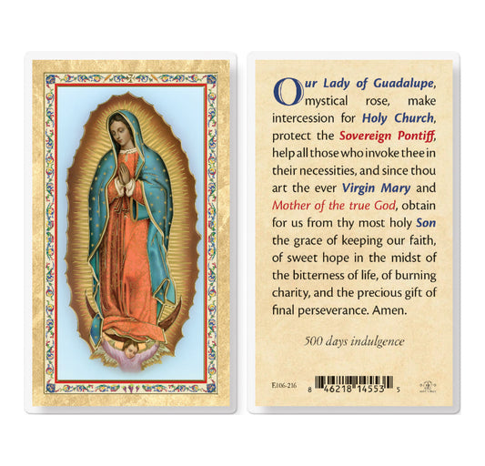 Prayer to Our Lady of Guadalupe Gold-Stamped Laminated Holy Card Pack of 25