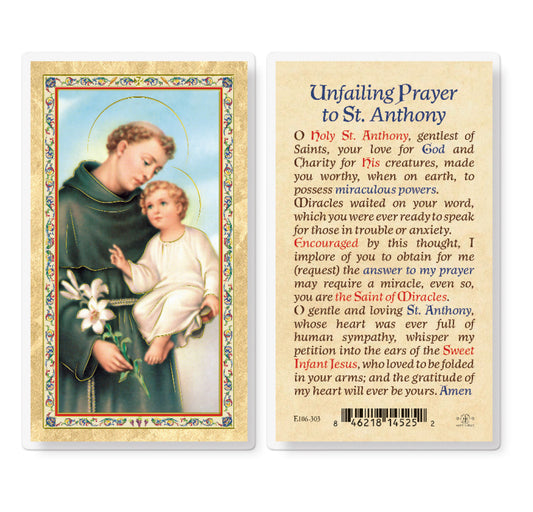 St. Anthony Unfailing Prayer Gold-Stamped Holy Card Pack of 25
