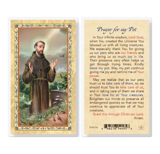 Prayer for My Pet - St. Francis Laminated Holy Card Pack