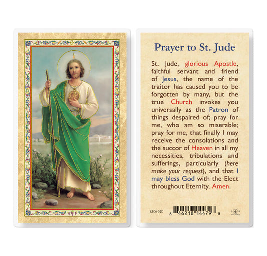 St. Jude Gold-Stamped Laminated Catholic Prayer Card Pack of 25