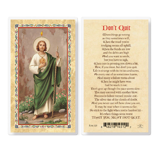 St. Jude - Don't Quit Gold-Stamped Laminated Holy Card Pack of 25