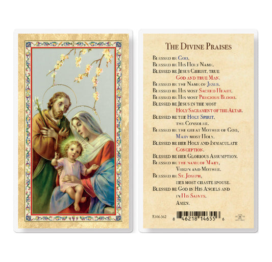 The Divine Praises Holy Family Laminated Prayer Card Pack of 25