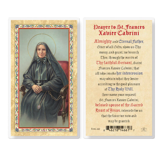 Prayer to St. Frances Cabrini Gold-Stamped Laminated Holy Card Pack of 25